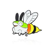 Frog and Bee Cartoon Drip Oil Brooch - Trendy Animal Fashion Accessory Badge