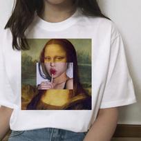 Mona Lisa Hip Hop Summer T -Shirt Women Friend T -Shirt Harajuku Aesthetic Funny Tshirt Korean Lady Tees S