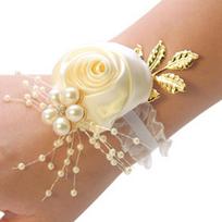 Vestuvių riešo gėlė Rožė Šilkinė juostelė Nuotakos boutonnière Rankų dekoras Apyrankė Apyrankė Vestuvių palydovės riešo gėlė Vestuvių reikmenys
