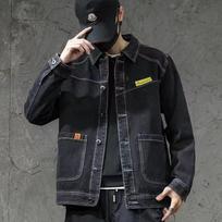 Spring and Autumn Checkerboard Denim Jacket Men's Retro Versatile Casual Jacket Loose Lapel Trendy Men's Handsome Top M