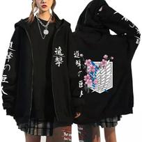 European and American Anime Attack on Titan Hoodie Zipper Sports Coat Men's Sportswear Role Playing Dress S