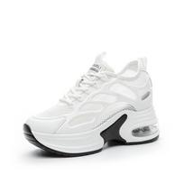 Breathable Summer Shoes Women Fashion Sneakers Lace up Height Increasing 8cm Ladies Mesh Brand White Shoes 34