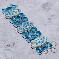 K2 Azurite, Blue Topaz Handmade 925 Sterling Silver Bracelet 7-8  f7k46