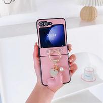 Heart Ring PU Leather Phone Case for Samsung Galaxy Z Flip 6 5 4 3  Flip5 Flip4 Flip3 5G Protective Shockproof Cover Galaxy Z Flip5