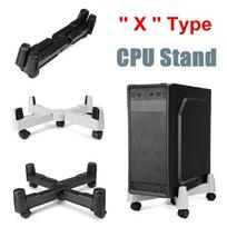 5 Wheels Adjustable X Type CPU Stand Universal Computer Holder Cart Case Desktop Black / Grey White