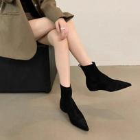 Vintage Flats Women Elastic Slim Sock Boots Ladies Elegant Mordern Short Botas Autumn Zapatos De Mujer 2025 35