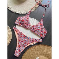 Sexy Flowers Printed Halter Brazilian Bikini Women Swimwear Female Swimsuit Two-pieces Bikini set Bather Bathing Suit S