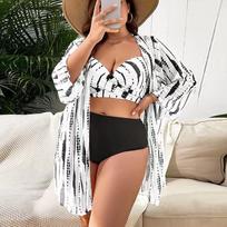 Moteriškas bikinis Seksualus maudymosi kostiumėlis aukštu juosmeniu Paplūdimio maudymosi kostiumėlis Moteriškas vasaros maudymosi kostiumėlis 0XL balta