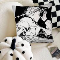 Black White Comic Jujutsu Kaisen Pillow Case Square Pillow Bedroom Sofa Leisure Comfort Cushion Car Home Decoration 40cm x 40cm