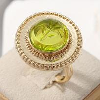 Fashionable Circular Green Color Inlaid Zircon Ring, Women's Personalized Holiday Party Accessories 7