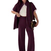 Yousheng Women's Two Piece Outfit Casual Full Zip-up Short Sleeve Shirt And Wide Leg Pants Set Casual Lounge Tracksuit S kava