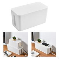 Box, with Cable Management Box Large Lid to Cover and Hide Extension Lead & Cord White L 32x13.7x13cm
