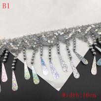 1M Fringe Tassel Lace Gold Silver Laser Sequins Ribbon Wedding Party Dancing Dress Decoration Pendant Sewing Fabric Accessories 100cm