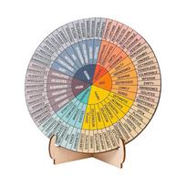 Calming Emotions Wheel Wooden Round Stand Chart Health Feelings Color Wheel Health Feelings Psychology Decor For Shelf, Cabinet