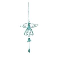 Stylish Delicate Wind Chimes Lovely Pastoral Hanging Little-Angel Wind Chimes Pendant For Home Balcony Outdoor Garden Decoration žalia