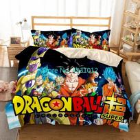 Cool Super Dragon Ball Z Son-Goku Anime Japanese Bedding Set Pillowcase Bedclothes 3D Print Kids Boy Quilt Duvet Cover Gift EU Single(135*200cm)3pcs