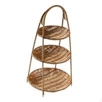 3 Tier Multifunctional Weaving Basket Rack Jewelry Trinket Tray Decoration Serving Baskets Vegetable Round