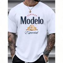 Modelo Mens Premium Cotton TShirt Casual Crew Neck Short Sleeve With Unique Print Design Breathable Machine Washable White S