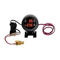 Car Water Temp Gauge Voltmeter DC 12/24V Car Temperature Sensor Universal for Car Vehicle Truck Digital Gauge raudona