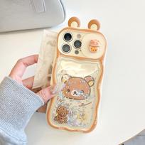 For iPhone 11 12 13 14 15 16 17 Pro Max Quicksand Ears Rilakkuma Sliding Window Protect Camera Case iPhone 17