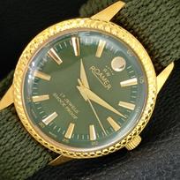 HAND-WINDING SWISS MENS REFURBISHED VINTAGE GREEN COLOR DIAL WATCH a707329-1