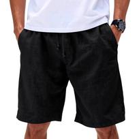 Men's Linen Casual Beach Shorts | Elastic Drawstring Waist Lightweight Shorts For Summer Daily Wear L