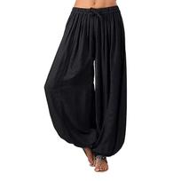 Women's Color Loose Large Size Elastic Band Wide Leg Pants Trousers S juoda