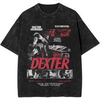 2026 New Dexter Morgan Edition Middle Finger Retro Trendy Vintage Washed T-Shirt Summer Y2K Tops Cotton Men Women Tees Short Sleeve L