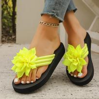 Women's flat-bottomed flip-flops with toes Large size flower flat-bottomed men's and women's cool slippers Summer new couple cool slippers 36