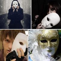 ABWR-White Mask,24Pcs Halloween Full Face Mask Blank DIY Mask Dance Cosplay Party Plain Masquerade Paper Mask To Decorate balta