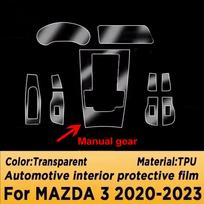 Automobilio salono plėvelė, skirta Mazda 3 2019-2026, prietaisų skydelio, pianino apdailos, centrinės konsolės, pavarų svirties, apsauganti nuo įbrėžimų, skaidri TPU, iš anksto supjaustyta plėvelė LHD gray