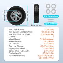 SucceBuy 2-Pack Solid PU Run-Flat Tire Wheel 10  Flat Free Tubeless Tires and Wheels for Dollies Garden Trailers Various Carts