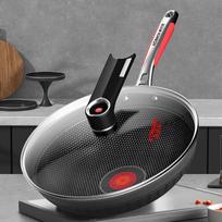 KOBACH 32cm 316L Stainless Steel Honeycomb Stir-Fry Wok