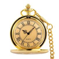 Antique Steampunk Vintage Roman Numerals Quartz Pocket Watch Multicolor Case Necklace Pendant Clock Chain Mens Women auksas
