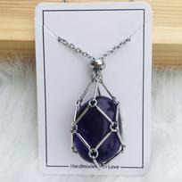 Copper Crystal Holder Cage Silver Color Accessories Stone Holder Interchangeable Natural Stone Chain Necklaces Party