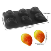 6 Cavity Mango Mousse Cake Mold Fruit Shaped Heat-Resistant Chocolate Dessert Mold DIY Food-Grade Silicone juoda