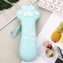 Cartoon Cute Cat Paw Silicone Pen Case High Appearance Level Large Capacity Primary School Student Zipper Pen Case