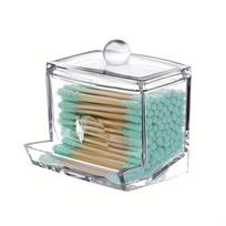 1/2pc  Cotton Swab Pads Holder, Cotton Buds Ball Dispenser, Bathroom Containers Canister Organizer, Clear Apothecary Jar Storage