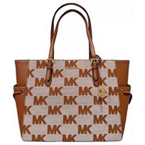 Michael Kors Gilly Logo Zip Closure Coated Canvas Tote Bag Women tote bags Brown 35S4G2GT7J-LUGGAGE Basic Set (Bag+Dust Bag)
