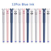 12pcs Animals Panda Erasable Gel Pen 0.5mm Blue Black Erasable Pen Refills Rods Washable Handle School Supplies Stationery