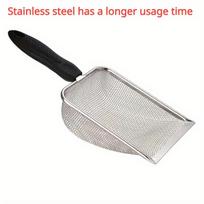 Durable Stainless Steel 1pc Cat Litter Scoop - Easy Clean No Dead Ends Pet Waste Shovel for Cats pilka spalva