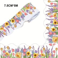 New Tulips Chalkboard Board Border Sunflowers Paper Border Classroom Decors DIY 7.5cm Border Trim Sticker Handmade Crafts (as the picture,1Roll)