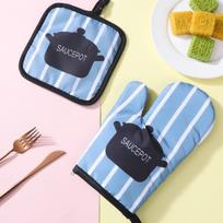 Thiened Kitchen Oven Gloves Microwave Gloves Cooking High Temperature Resistant Baking Heat Insulation Gloves Set