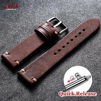 Handmade Stitching Cowhide Watch Strap 18mm 19mm 20mm 21mm 22mm Matte Leather Strap for Rolex for Omega Quick Release Watchband 18mm