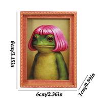 Funny Frog Magnets Frame Cute Wooden Small Funny Home Decor Retro Framed Frog Art Magnet For Friends Kitchen Cabinet Christmas
