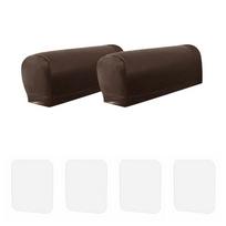 Detachable Elastic Sofa Armrest Covers Thick Soft Armrest Protector PU Leather Anti-Slip Armchair Covers Recliners