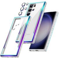 For Samsung Galaxy S23 Ultra Case with Camera Lens Protector Military Armor-Level Shockproof Metal Silicone Shockproof Clear for Samsung S23 Plus