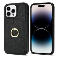 Leather Wallet Phone Case for iPhone Air 17 16 15 14 13 12 11 Pro Max XS XR X 7 8 Plus Ring Holder Card Solt Litchi Stand Cover For iPhone 16E