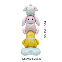 Standing Rabbit Balloon Cute Self-Standing Aluminium Foil Easter Decor Chick Bunny Balloons for Indoor Outdoor Garden Yard Porch 150cm mėlyna