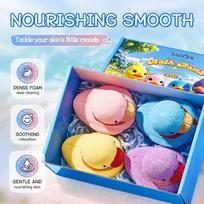 Four color cute duck bath salt ball bath ball bath ball bathtub bubble bath gift box 4-piece set cleaning bath salt ball mėlyna